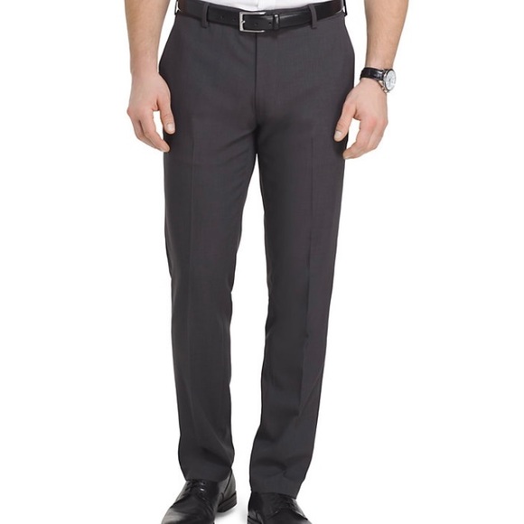 Van Heusen Other - Van Heusen SZ 33 x 30 Traveler Slim Fit Flat Front Dress Pants New Charcoal D34